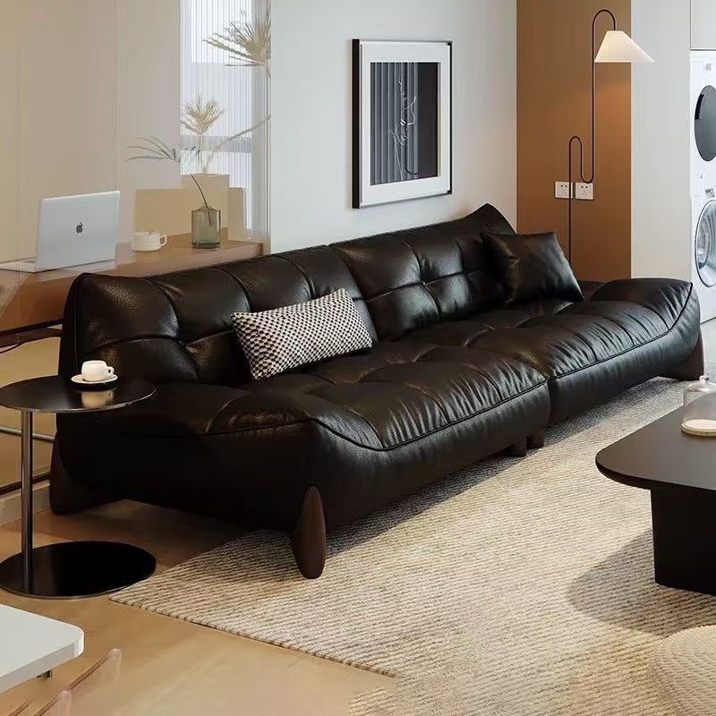 Cloud Vintage Black Leather Sofa