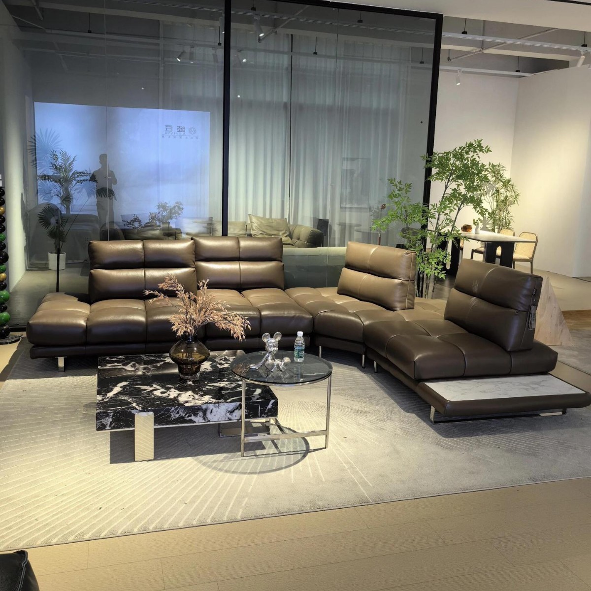 Roman Italian Minimal Corner Leather Sofa